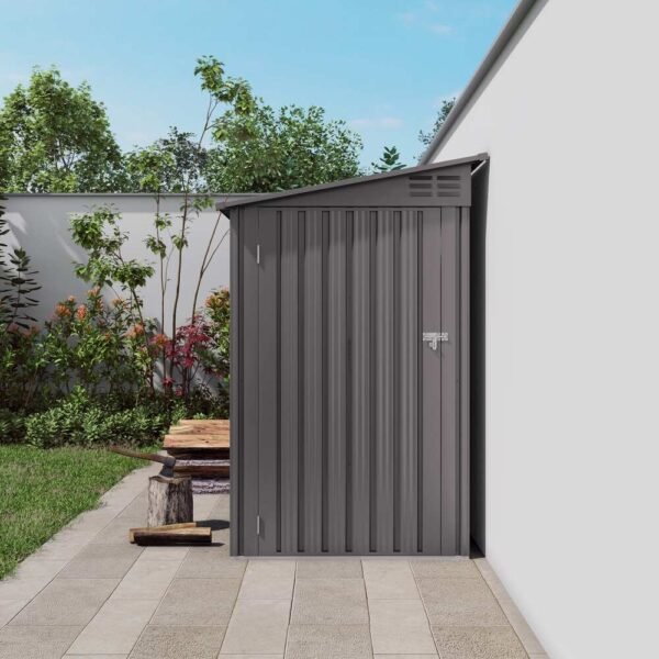 4x9 FT Lean to Shed with Windows,Outdoor Storage Shed Tool House with Sloping Roof with 2 Vents and 1 Side Open Door
