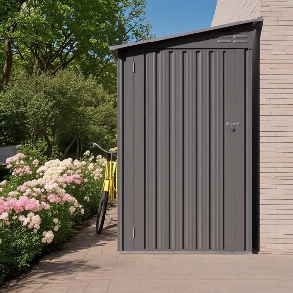 4x9 FT Lean to Shed with Windows,Outdoor Storage Shed Tool House with Sloping Roof with 2 Vents and 1 Side Open Door